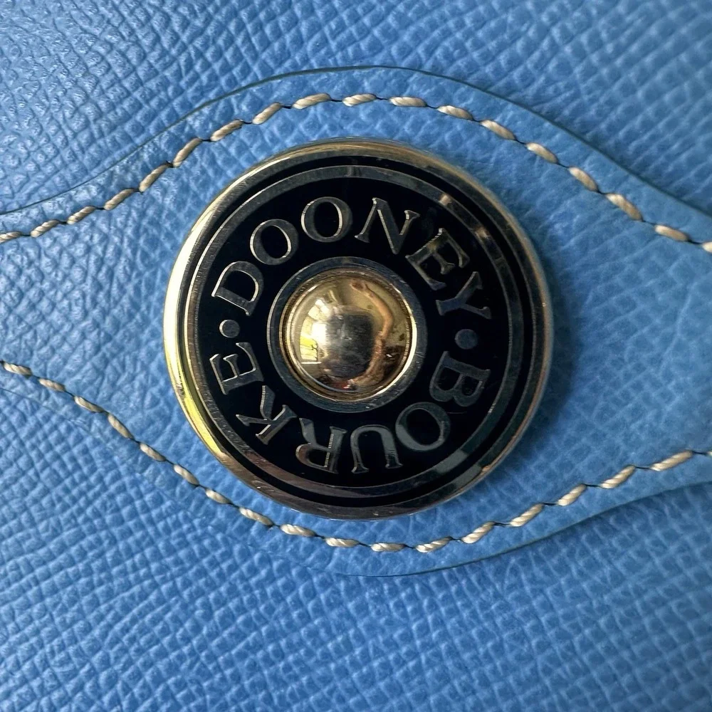 Dooney & Bourke Large Sky Blue Leather Tote Bag Cerulean Office Travel Preppy